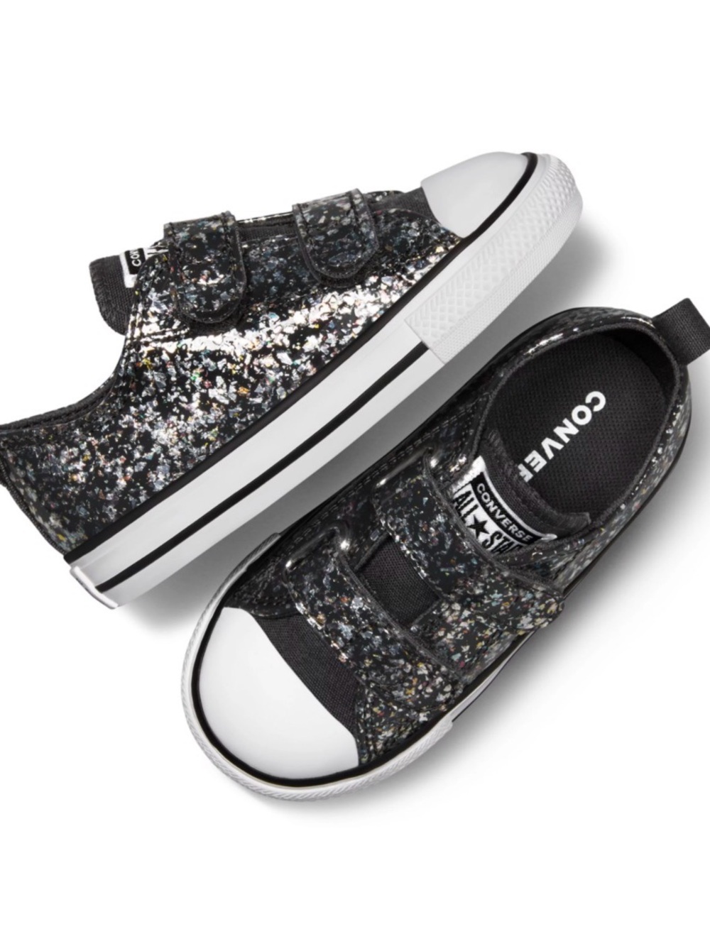 Converse Chuck Taylor All Star Toddler Girls' Glitter Strap Sneakers Black 10C